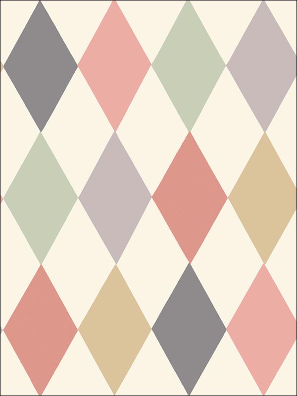Punchinello fabric in coral and green color - pattern number 103/2009.CS.0 - by Cole and Son in the Whimsical collection