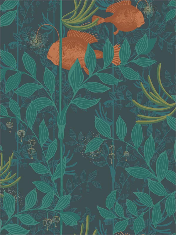Nautilus fabric in dark green color - pattern number 103/4019.CS.0 - by Cole and Son in the Whimsical collection