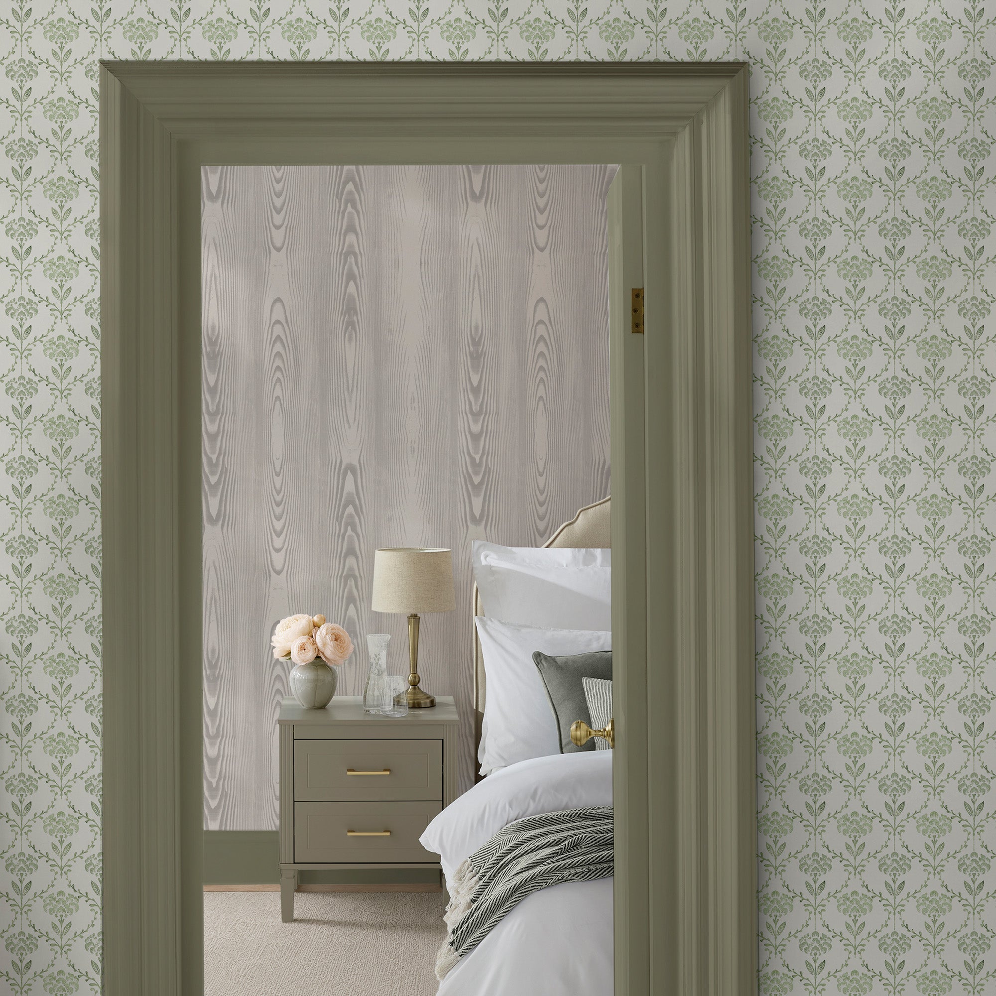 Chateau Fleur Basketweave Wallpaper in green color - pattern number 146793 - by Martha Stewart in the Martha Stewart AW26 collection