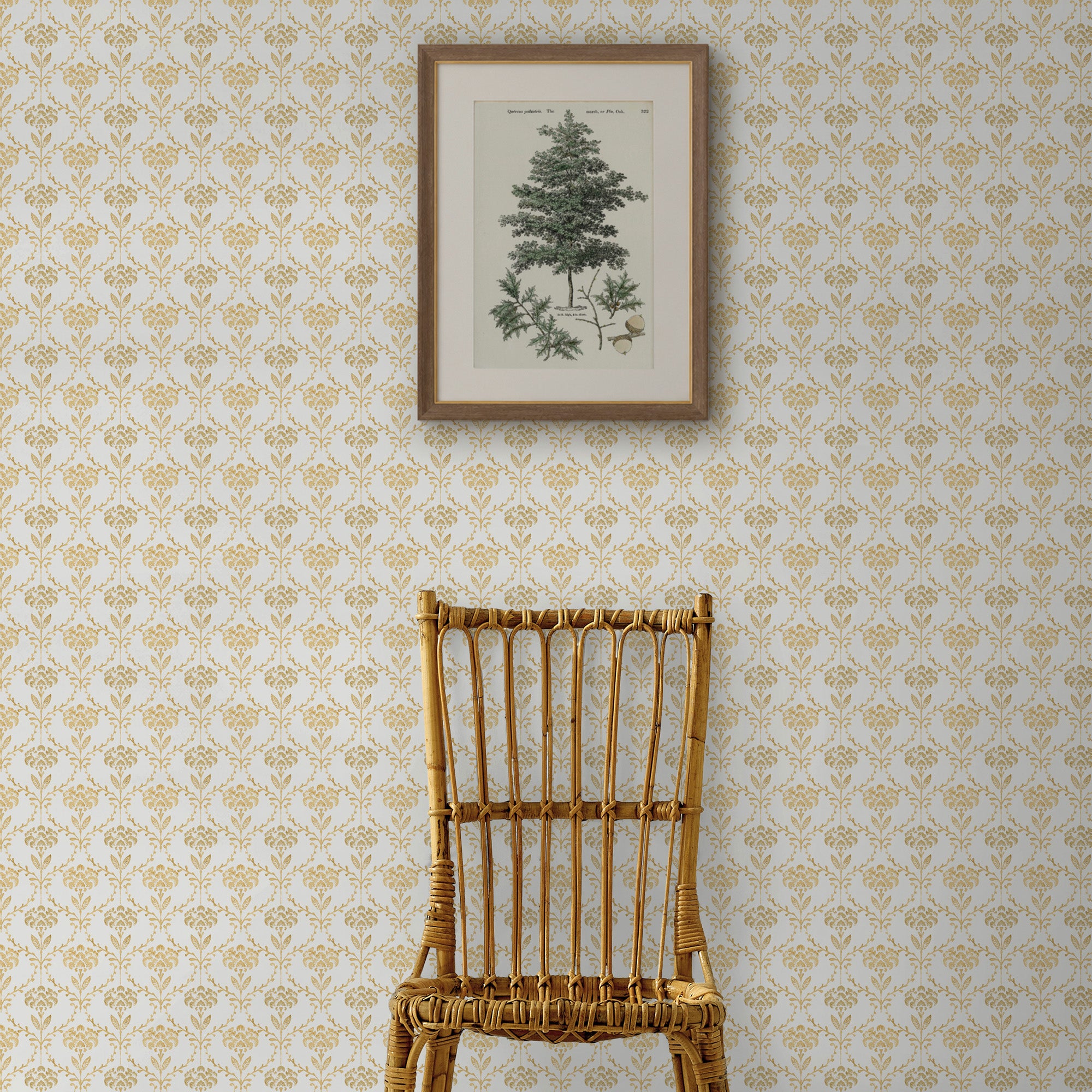 Chateau Fleur Basketweave Wallpaper in ochre color - pattern number 146795 - by Martha Stewart in the Martha Stewart AW26 collection