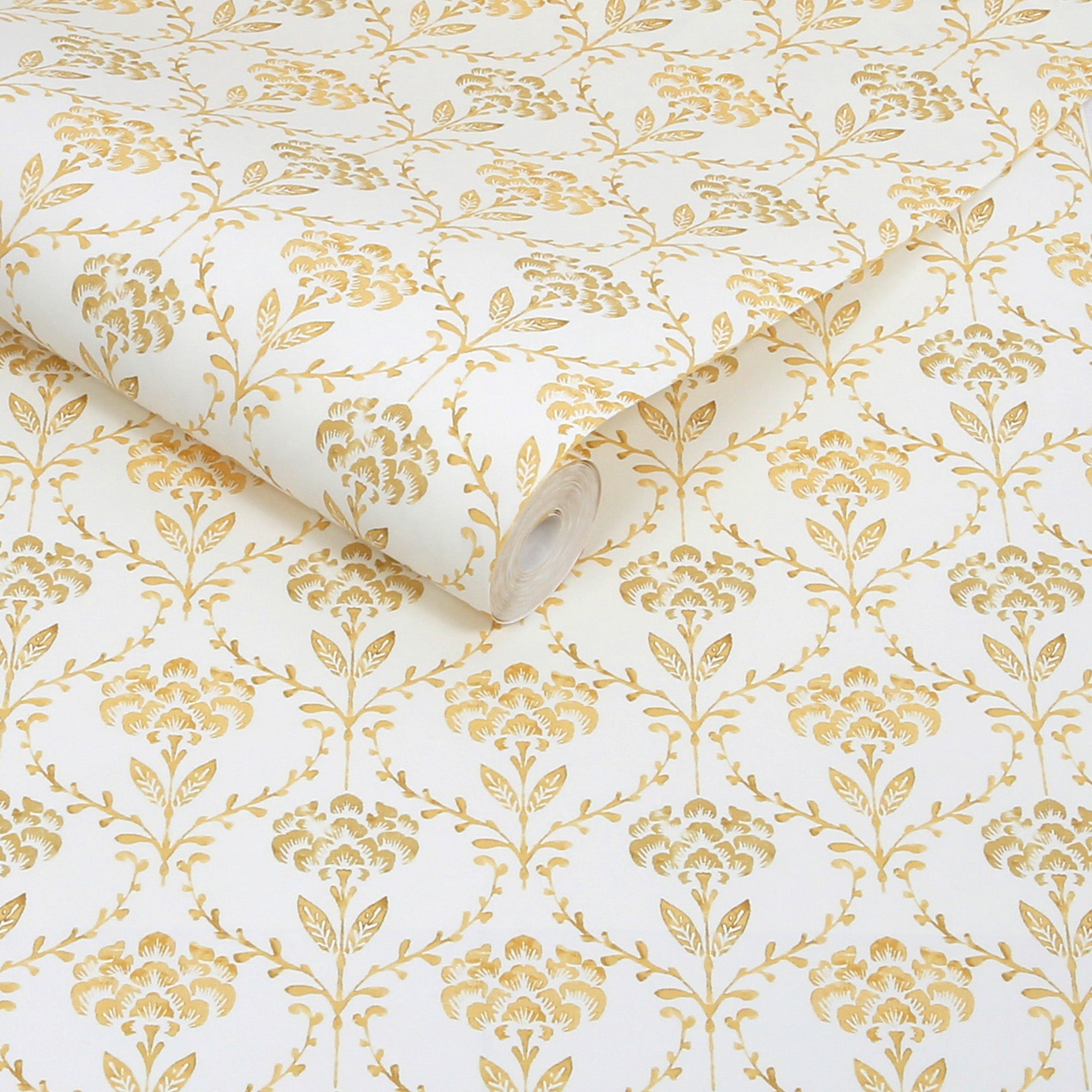 Chateau Fleur Basketweave Wallpaper in ochre color - pattern number 146795 - by Martha Stewart in the Martha Stewart AW26 collection