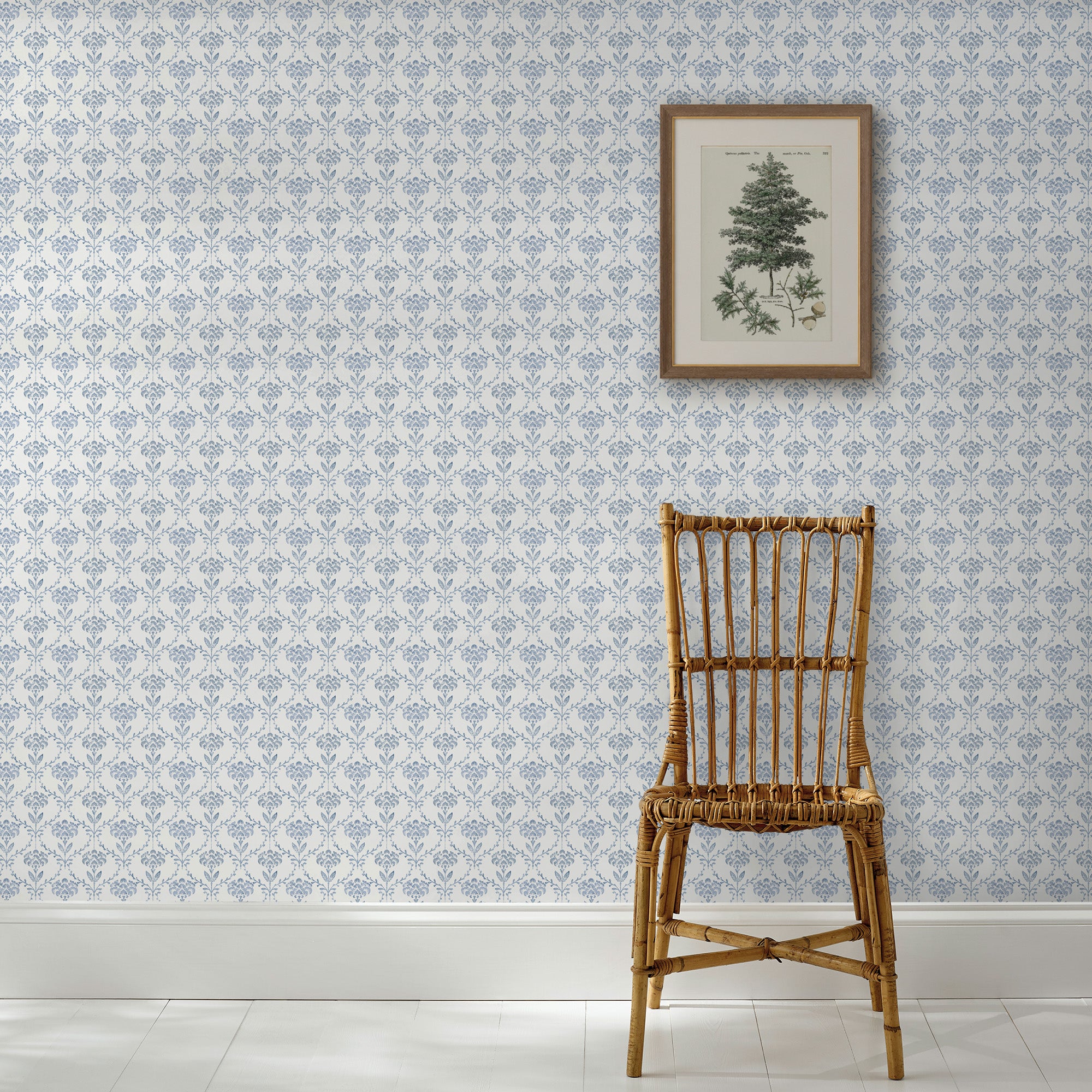 Chateau Fleur Basketweave Wallpaper in porcelain blue color - pattern number 146796 - by Martha Stewart in the Martha Stewart AW26 collection