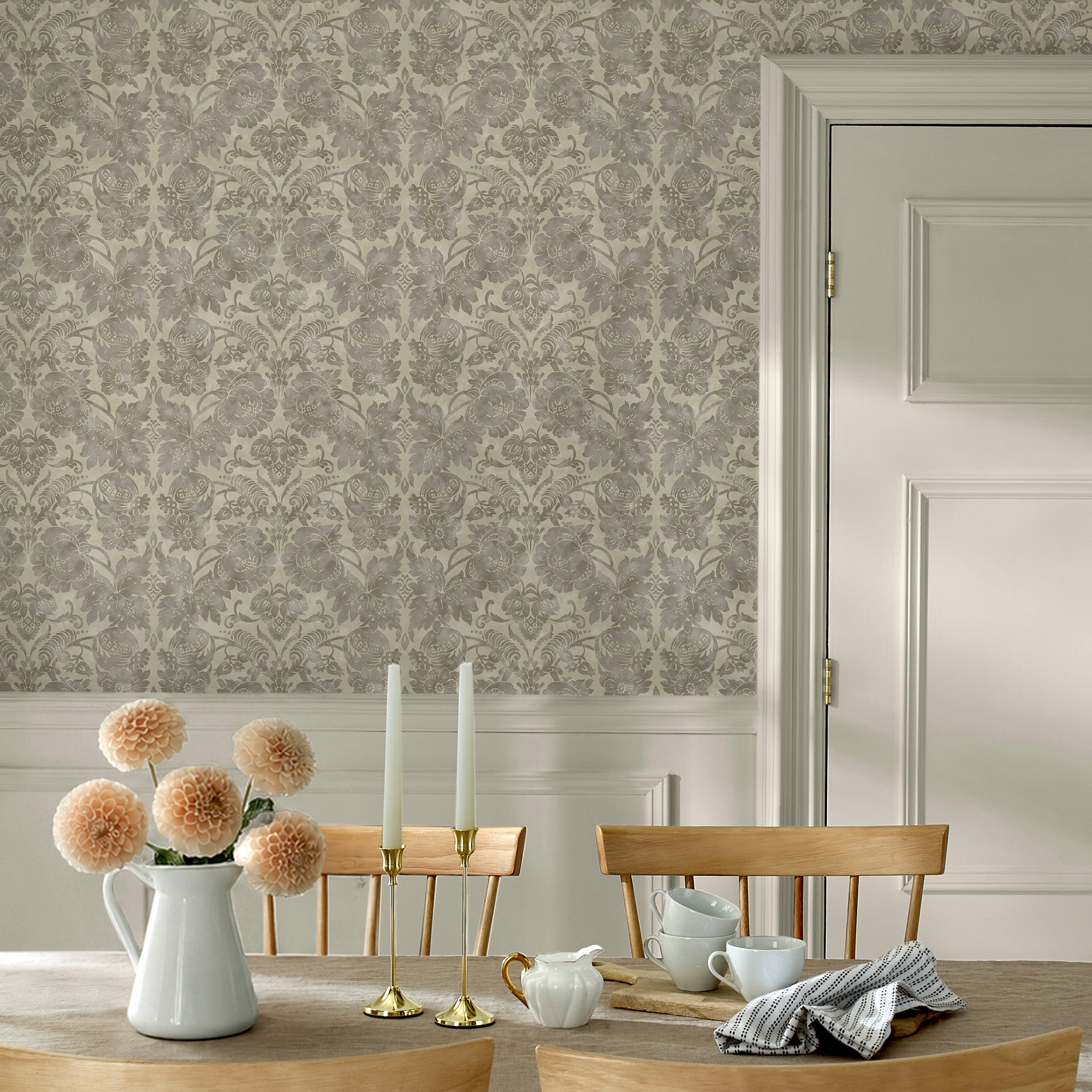 Florentine Wallpaper in taupe color - pattern number 146801 - by Martha Stewart in the Martha Stewart AW26 collection