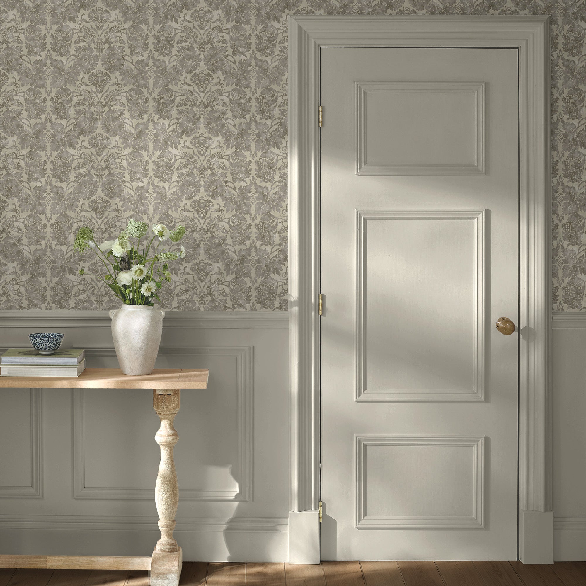 Florentine Wallpaper in taupe color - pattern number 146801 - by Martha Stewart in the Martha Stewart AW26 collection