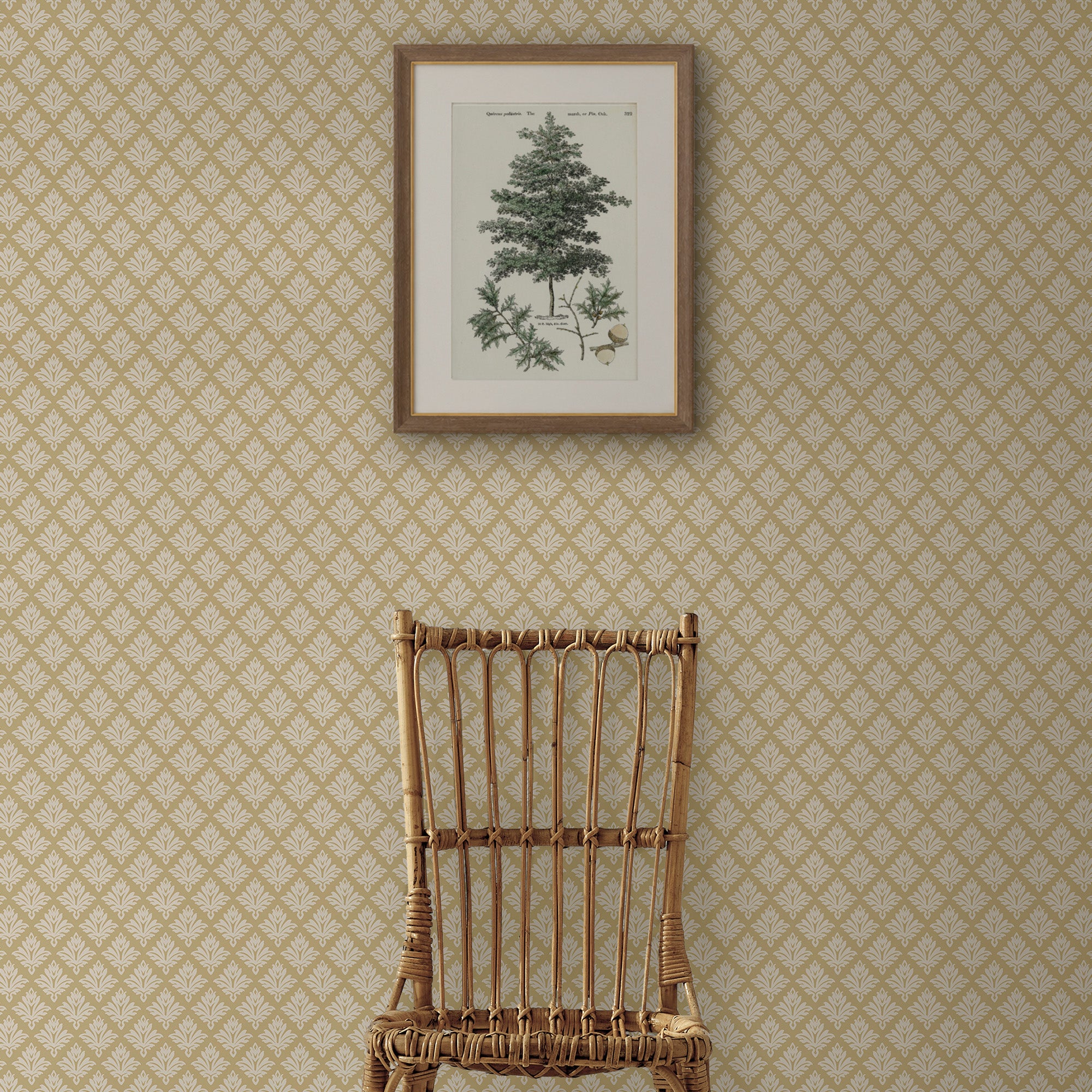 Artisan Floral Wallpaper in antique gold color - pattern number 146812 - by Martha Stewart in the Martha Stewart AW26 collection