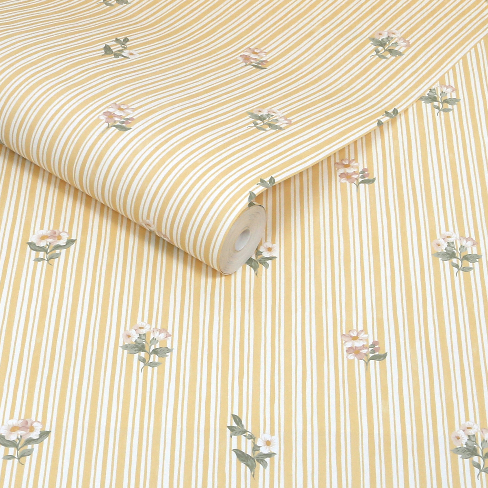 Garden Stripe Wallpaper in ochre color - pattern number 146816 - by Martha Stewart in the Martha Stewart AW26 collection