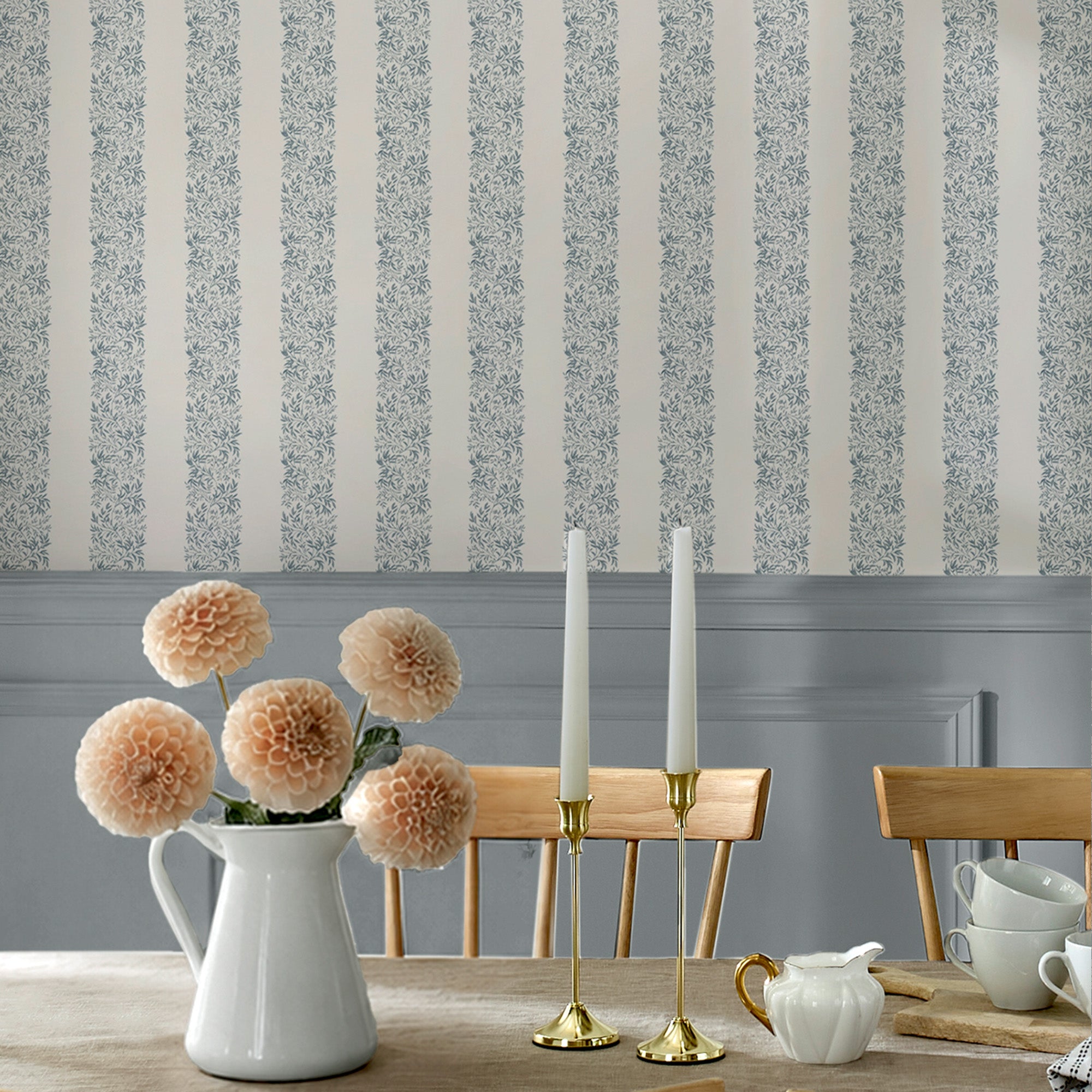 Heritage Garden Stripe Wallpaper in tarn color - pattern number 146818 - by Martha Stewart in the Martha Stewart AW26 collection