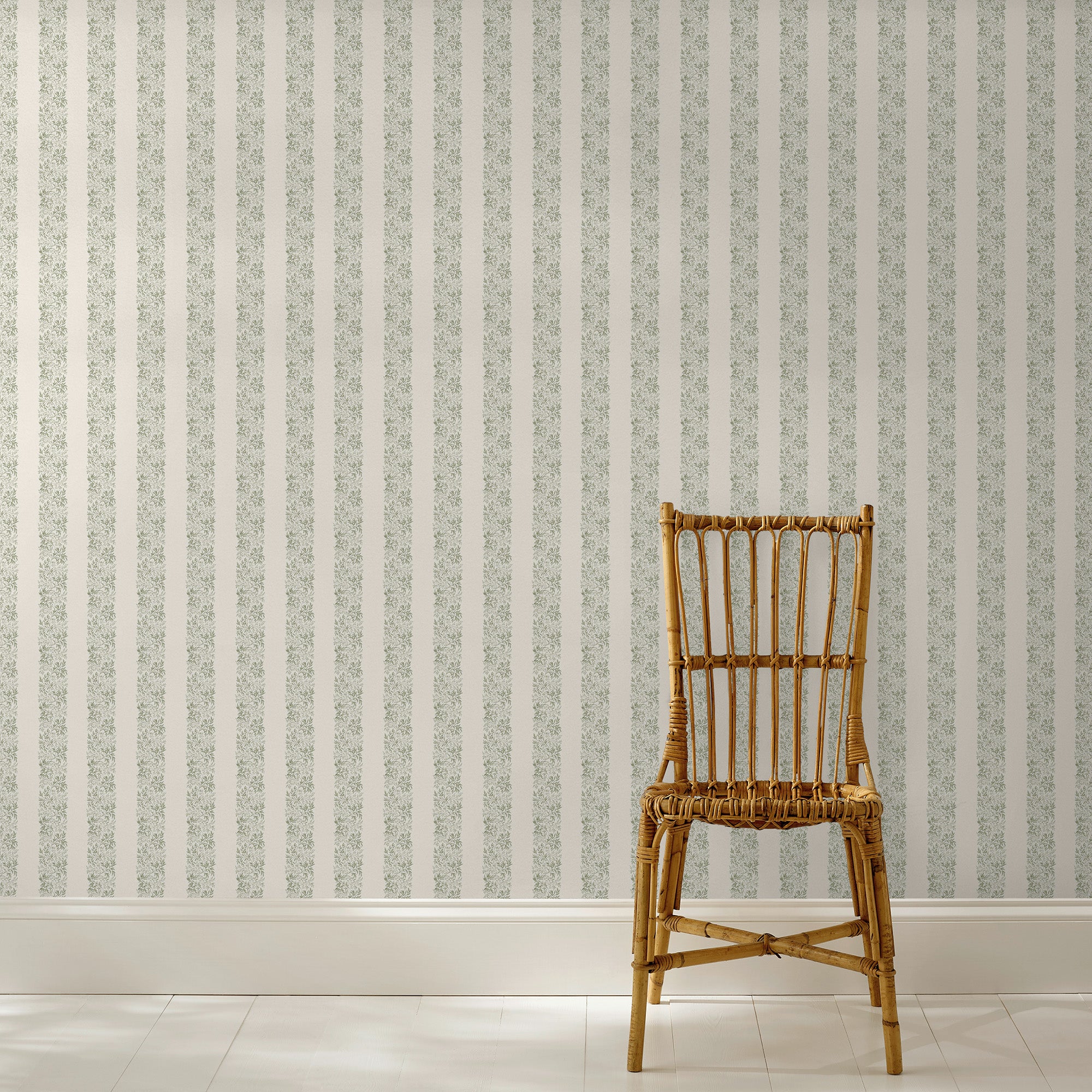 Heritage Garden Stripe Wallpaper in moss color - pattern number 146819 - by Martha Stewart in the Martha Stewart AW26 collection