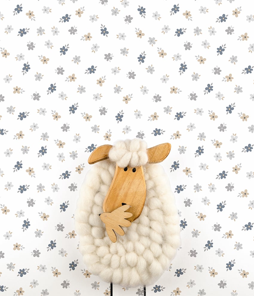 Floral wallpaper in beige color - pattern number 14842 - by Galerie in the Little Explorers 2 collection