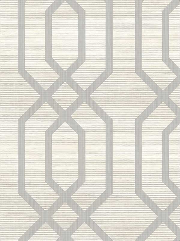 Geo Frame on Grass Textile String fabric in white off white color - pattern number JC21200 - by Wallquest in the Grasseffects collection
