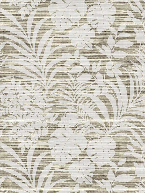 Tropical Leaf Textile String fabric in brown taupe color - pattern number JC21404 - by Wallquest in the Grasseffects collection
