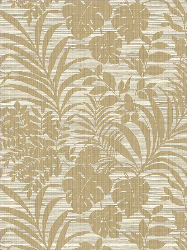 Tropical Leaf Textile String fabric in warm neutral beige color - pattern number JC21405 - by Wallquest in the Grasseffects collection