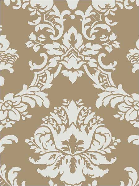 Document Damask fabric in metallic tan color - pattern number CH28242 - by Patton Norwall in the Classic Silks 2 collection