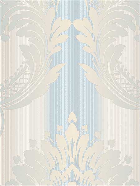 String Damask fabric in blue cream color - pattern number CS35606 - by Patton Norwall in the Classic Silks 2 collection