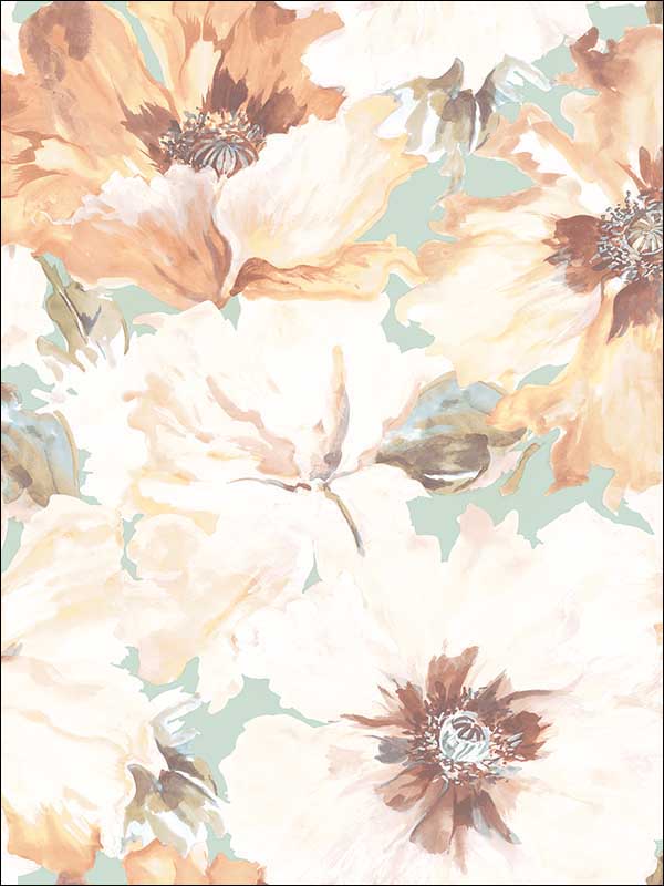 Cecita fabric in terra cotta and teal color - pattern number LG90002 - by Seabrook in the Lugano collection