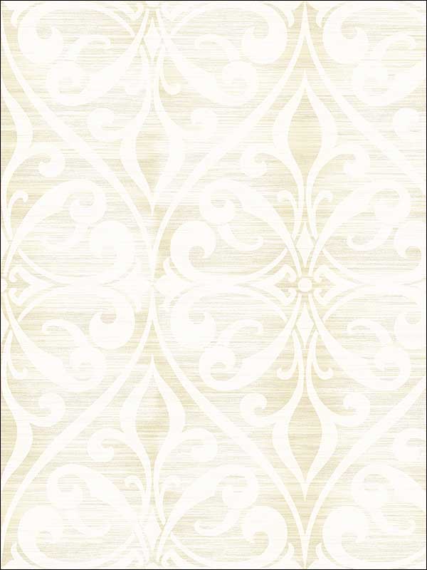 Chambon Ogee fabric in light beige and off white color - pattern number LG90404 - by Seabrook in the Lugano collection
