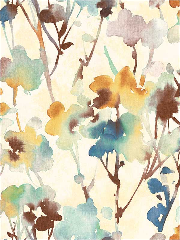 Faravel fabric in cerulean brass and chocolate color - pattern number LG91415 - by Seabrook in the Lugano collection