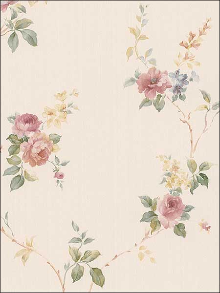 White Wedding Trail fabric in pink cream yellow blue color - pattern number CN24623 - by Patton Norwall in the Rose Garden 2 collection