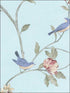 Floral Bird Sidewall fabric in pink green beige blue color - pattern number HM26329 - by Patton Norwall in the Rose Garden 2 collection