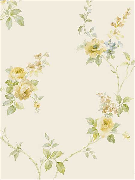 White Wedding Trail fabric in yellow green blue color - pattern number RG35715 - by Patton Norwall in the Rose Garden 2 collection