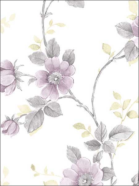 Poppy Wallpaper wallpaper in grey purple color - pattern number RG35729 - by Patton Norwall in the Rose Garden 2 collection