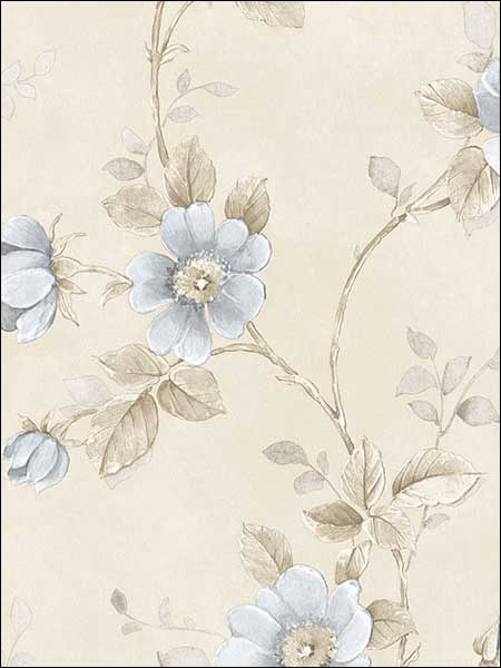 Poppy Wallpaper wallpaper in blue beige color - pattern number RG35732 - by Patton Norwall in the Rose Garden 2 collection