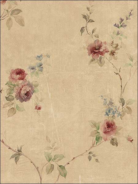 White Wedding Trail fabric in beige red blue green color - pattern number SP24431 - by Patton Norwall in the Rose Garden 2 collection