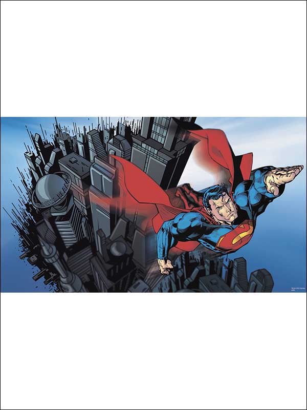 Superman Collector XL 7 Panel fabric in blue color - pattern number JL1064M - by York in the York Murals collection