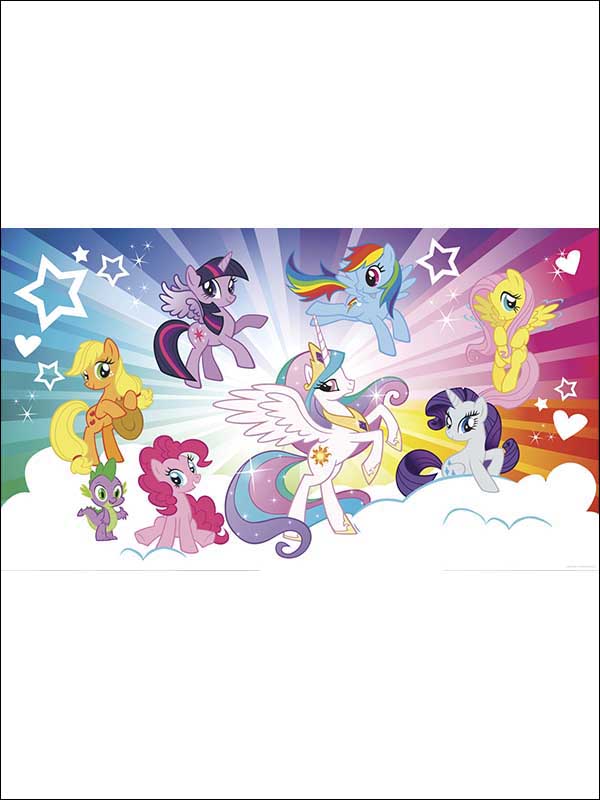 My Little Pony Cloud Burst 7 Panel mural in pink color - pattern number JL1335M - by York in the York Murals collection