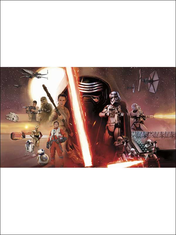 Star Wars VII XL 7 Panel mural in red color - pattern number JL1369M - by York in the York Murals collection