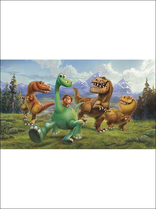Good Dinosaur XL 7 Panel fabric in green color - pattern number Jl1372M - by York in the York Murals collection