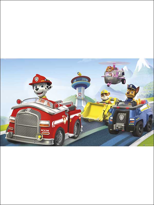 Paw Patrol Friends XL 7 Panel fabric in blue color - pattern number JL1389M - by York in the York Murals collection