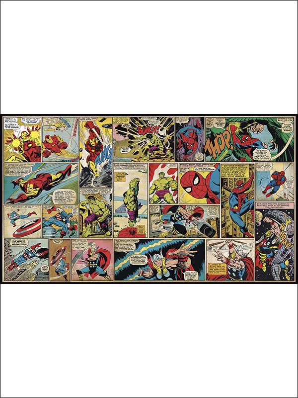 Marvel Comic Panel XL 7 Panel fabric in red color - pattern number JL1398M - by York in the York Murals collection