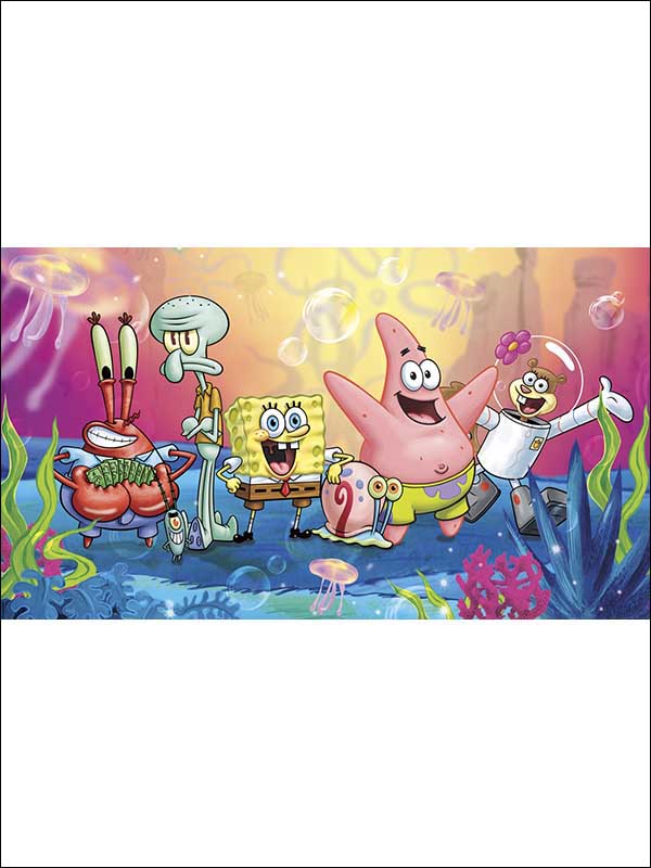 Spongebob Square Pants XL 7 Panel fabric in pink color - pattern number JL1411M - by York in the York Murals collection