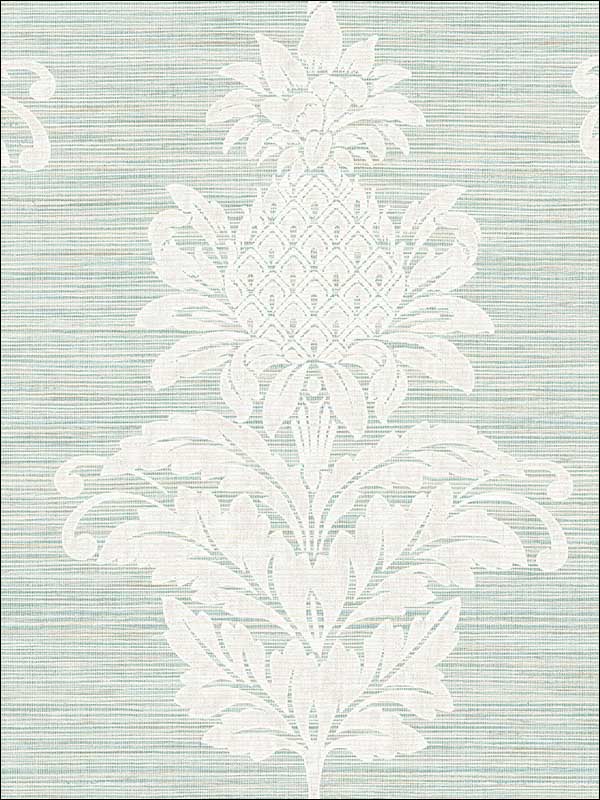 Pineapple Grove Damask fabric in turquoise color - pattern number PS40704 - by Kenneth James in the Palm Springs collection