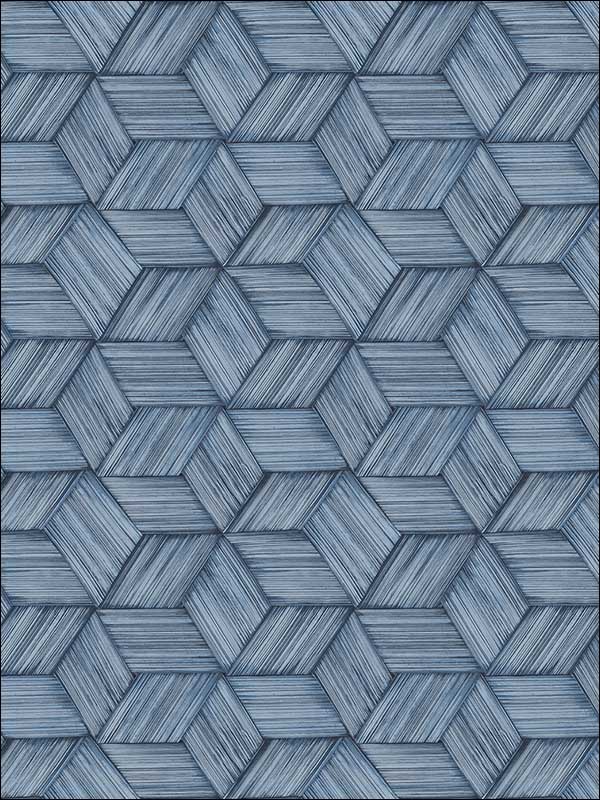 Intertwined Geometric wallpaper in dark green color - pattern number PS41402 - by Kenneth James in the Palm Springs collection