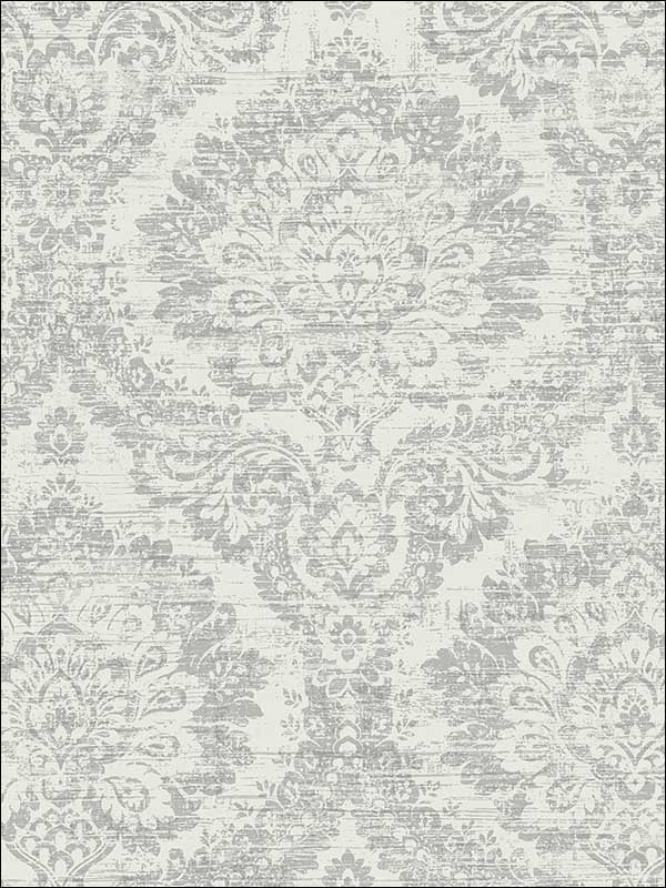 Kauai Damask wallpaper in grey color - pattern number PS41908 - by Kenneth James in the Palm Springs collection