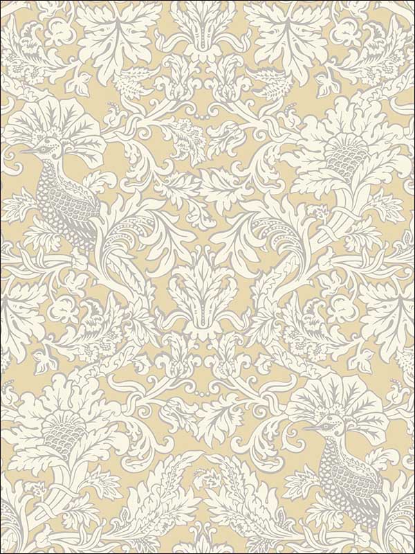 Balabina fabric in vintage yellow color - pattern number 108/1001.CS.0 - by Cole and Son in the Mariinsky Damask Wallpapers collection