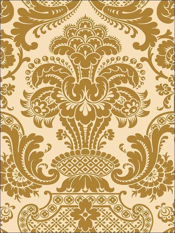Carmen Cs fabric in gold color - pattern number 108/2007.CS.0 - by Cole and Son in the Mariinsky Damask Wallpapers collection