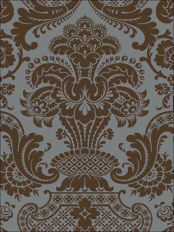 Carmen Cs fabric in charcoal color - pattern number 108/2010.CS.0 - by Cole and Son in the Mariinsky Damask Wallpapers collection