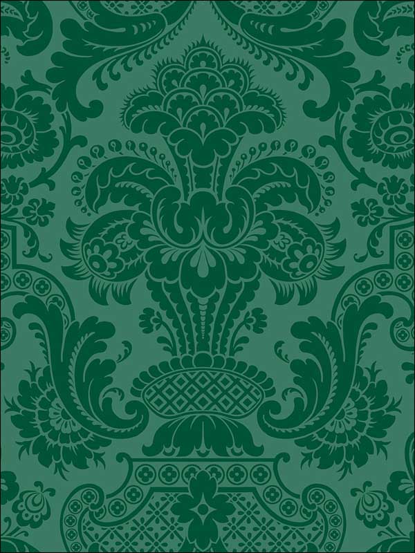 Petrouchka fabric in green color - pattern number 108/3012.CS.0 - by Cole and Son in the Mariinsky Damask Wallpapers collection