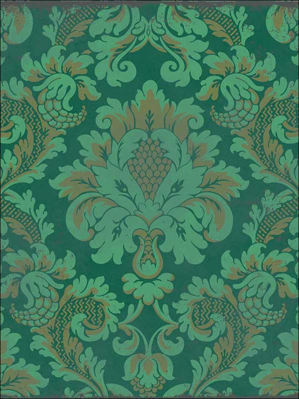 Stravinsky fabric in green color - pattern number 108/4016.CS.0 - by Cole and Son in the Mariinsky Damask Wallpapers collection