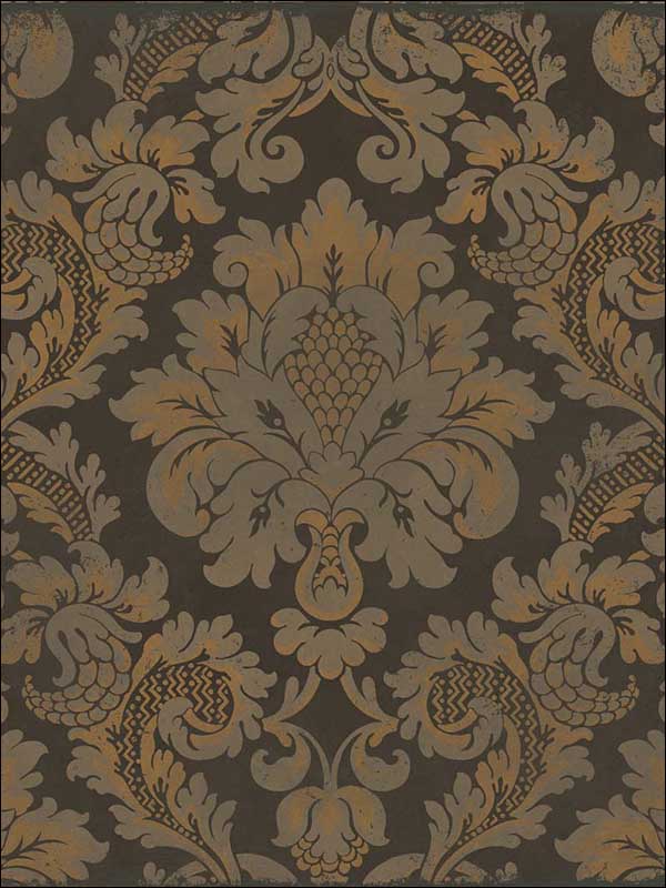 Stravinsky fabric in charcoal and bronze color - pattern number 108/4017.CS.0 - by Cole and Son in the Mariinsky Damask Wallpapers collection
