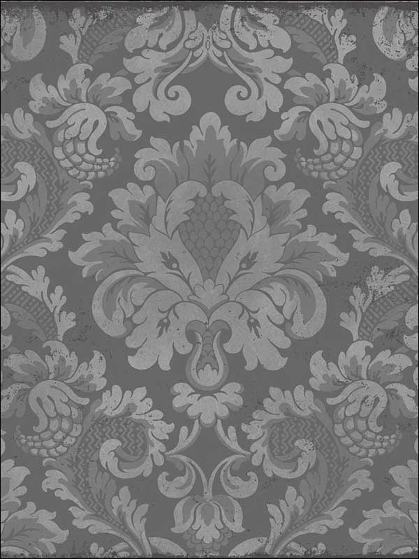 Stravinsky fabric in silver color - pattern number 108/4018.CS.0 - by Cole and Son in the Mariinsky Damask Wallpapers collection