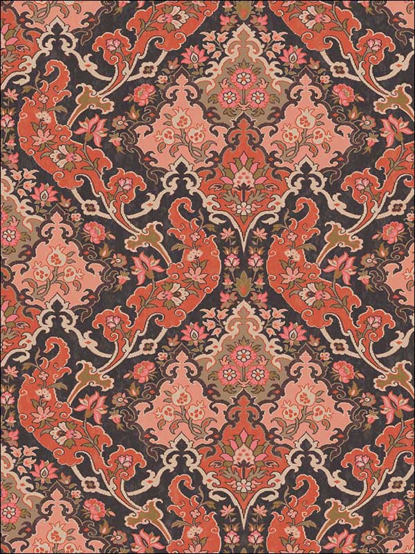 Pushkin wallpaper in coral color - pattern number 108/8039.CS.0 - by Cole and Son in the Mariinsky Damask Wallpapers collection