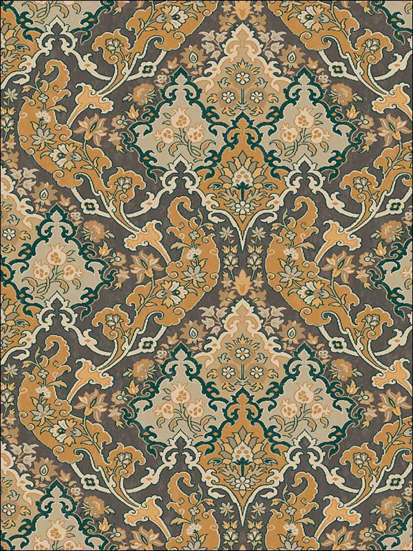 Pushkin wallpaper in ginger and charcaol color - pattern number 108/8042.CS.0 - by Cole and Son in the Mariinsky Damask Wallpapers collection