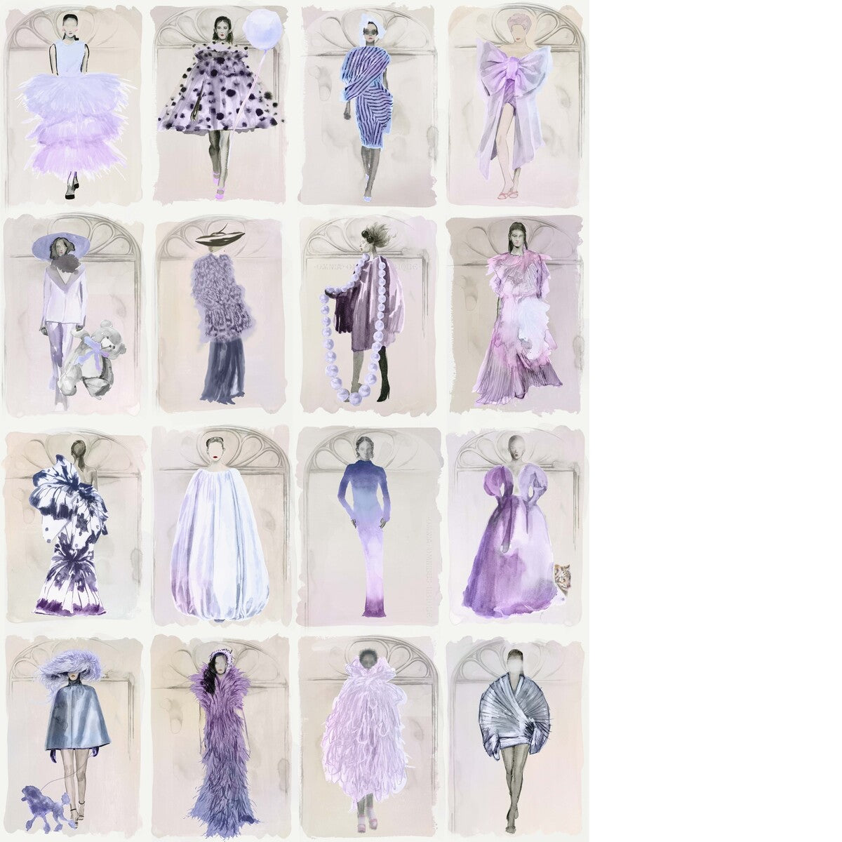 Couture Carousel Windows wallpaper in lavender pearl color - pattern number 175/2011M.CS.0 - by Cole and Son in the Harrods Couture Carousel X collection