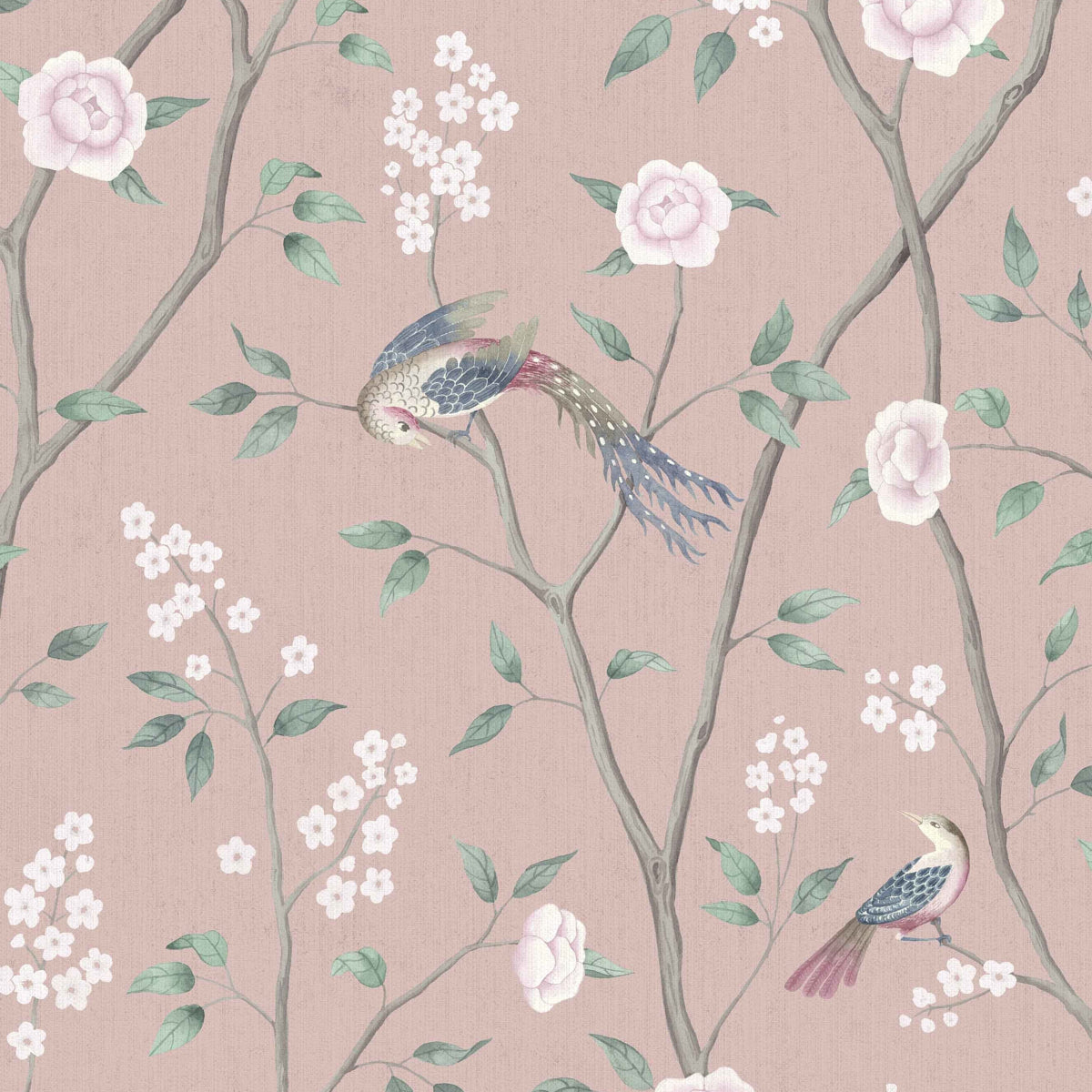 Paradise Birds fabric in blush shimmer color - pattern number 1901 - by Schumacher in the Borastapeter collection