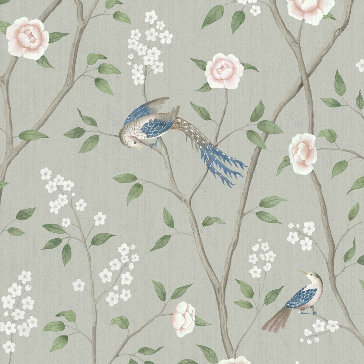 Paradise Birds fabric in mineral shimmer color - pattern number 1903 - by Schumacher in the Borastapeter collection