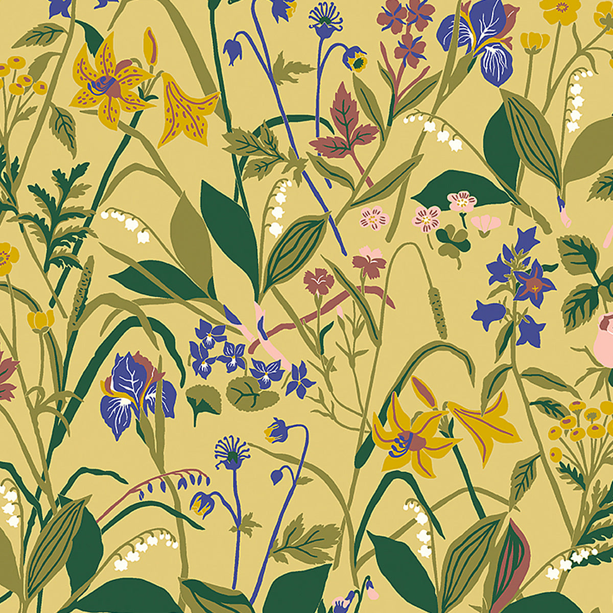 Ros Och Lilja fabric in ochre color - pattern number 1963 - by Schumacher in the Borastapeter collection
